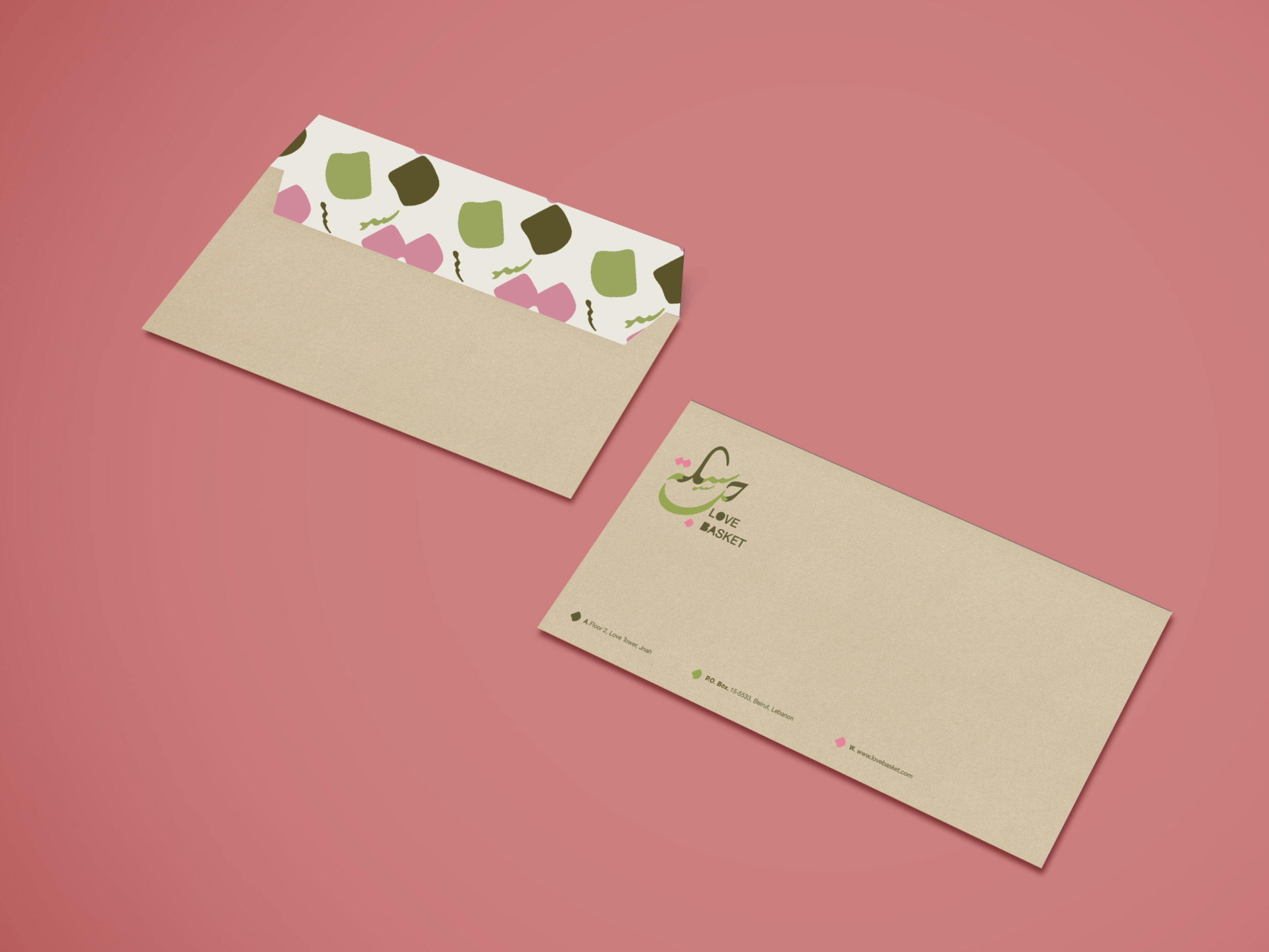 love basket Stationery Mockup envelope
