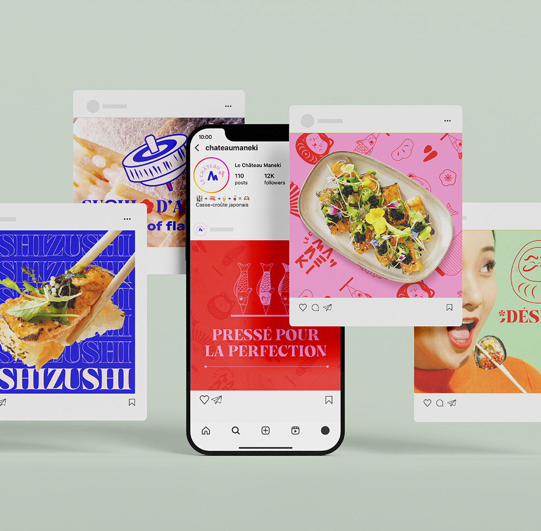 Social media visuals for Le château Maneki