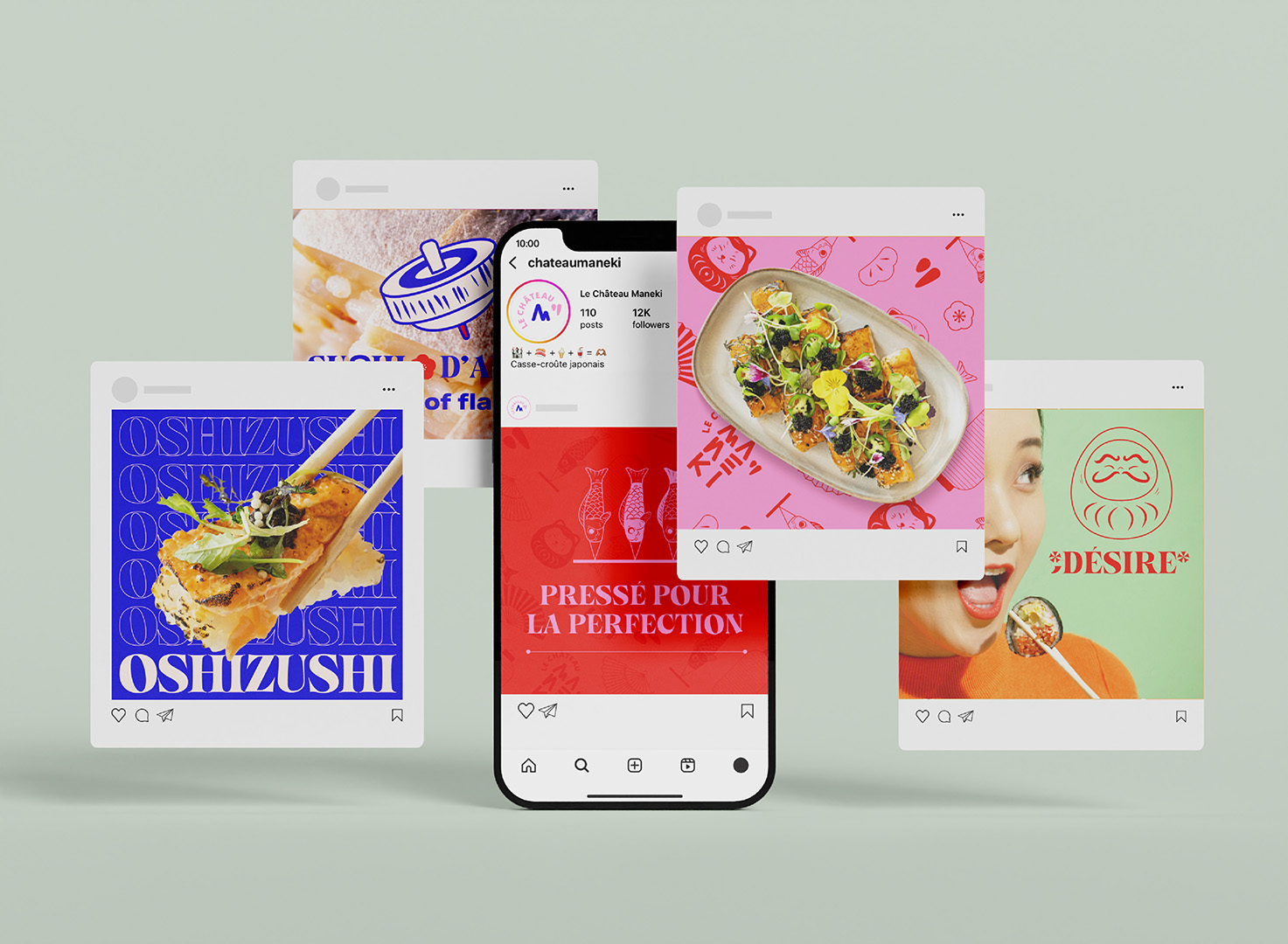 Social media visuals for Le château Maneki